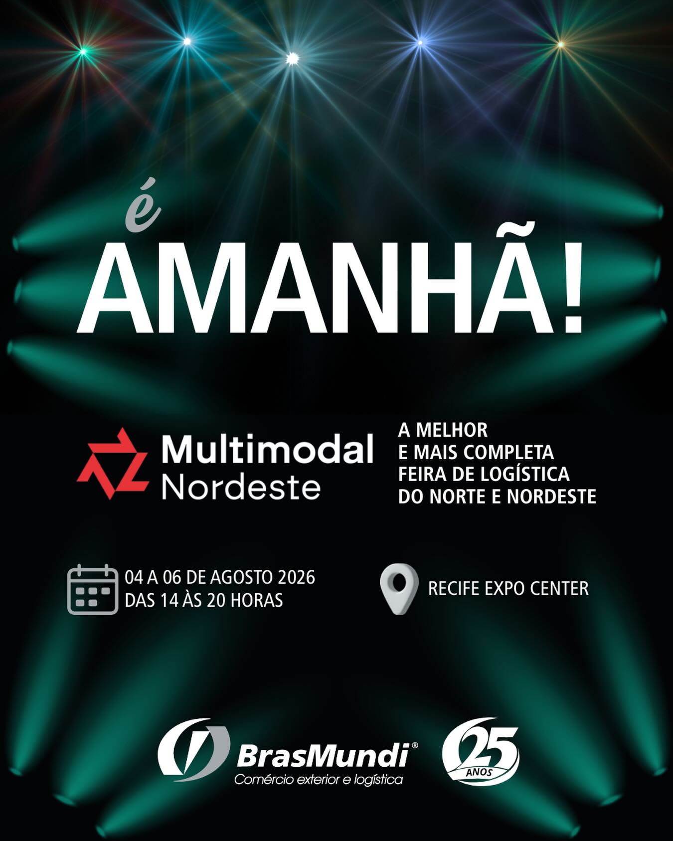 Está chegando a hora!
A partir de amanhã, a gente se encontra na Multimodal Nordeste 2026, a maior e mais completa feira de logística do Norte e Nordeste do Brasil! 

📍Recife Expo Center
📅 04 a 06 de agosto
📌 Rua B • Estande 38

Você é nosso convidado para conhecer de perto as soluções integradas que fazem da BrasMundi uma das principais referências em operações logísticas B2B no Nordeste há 25 anos.

Passe no nosso estande, converse com o nosso time e descubra como podemos impulsionar a logística da sua empresa.

BrasMundi. 25 anos ao lado de quem segue em frente.
Faça já seu credenciamento.
Fale com a gente pelo link da bio.
